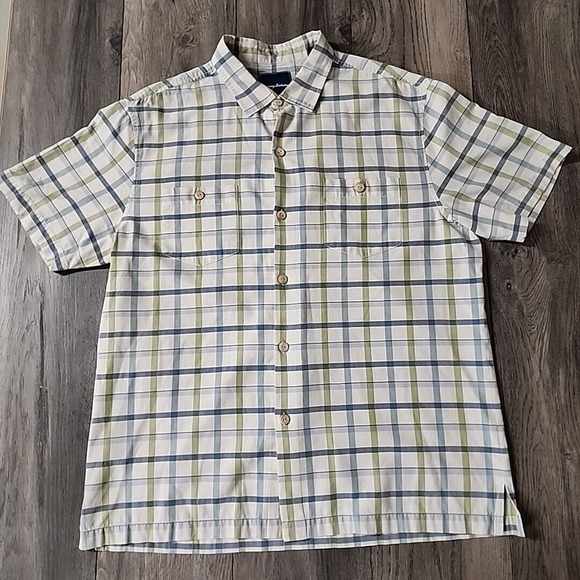 Tommy Bahama Camp Shirt Men Large White Blue Keep It In Check Island Zone Hawaii - Picture 1 of 5